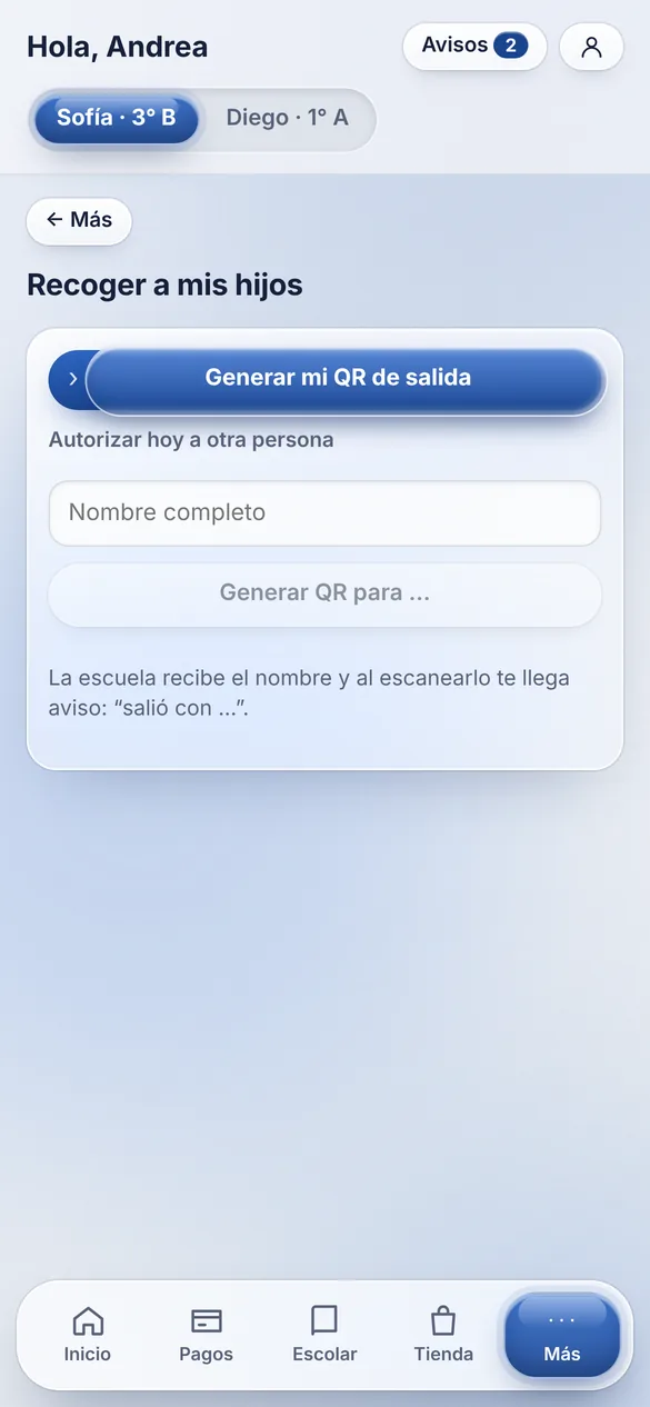 QR para recoger a los hijos